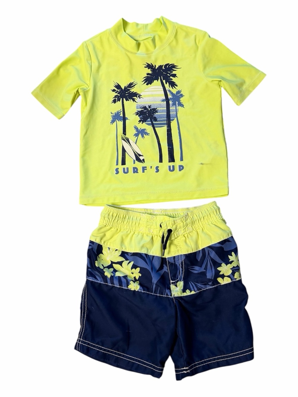 OshKosh B'gosh Neon Yellow and Navy Surf Rashguard Set